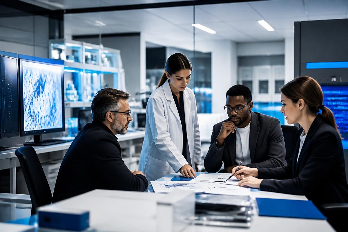 A cross-functional development team reviews preclinical evidence and a first-in-human protocol.
