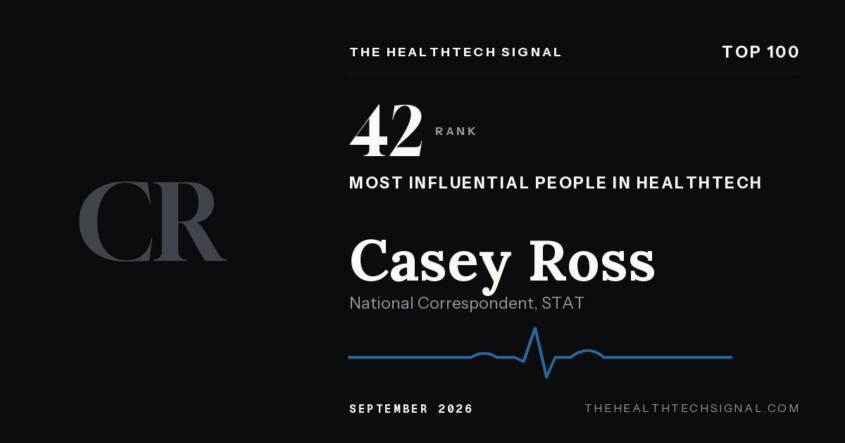 Casey Ross ranking card, The HealthTech Signal Top 100