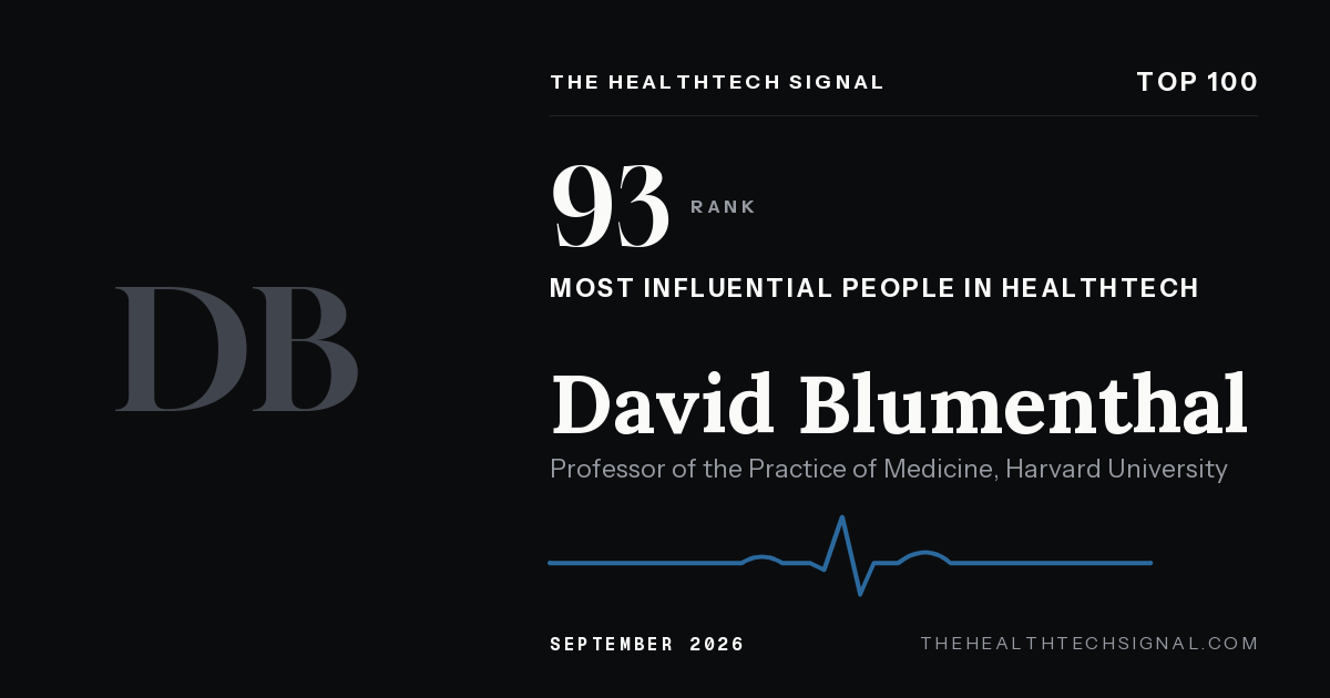 David Blumenthal ranking card, The HealthTech Signal Top 100