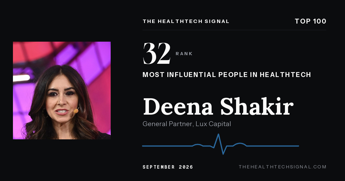 Deena Shakir ranking card, The HealthTech Signal Top 100