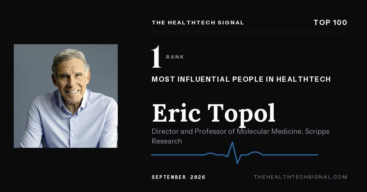 Eric Topol ranking card, The HealthTech Signal Top 100