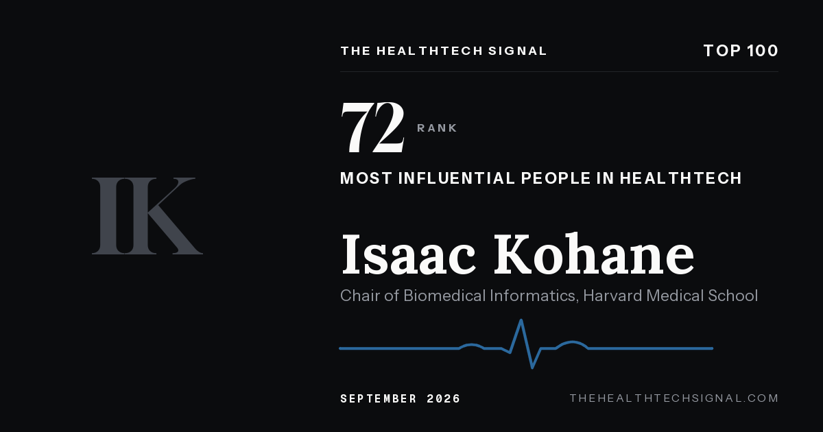 Isaac Kohane ranking card, The HealthTech Signal Top 100