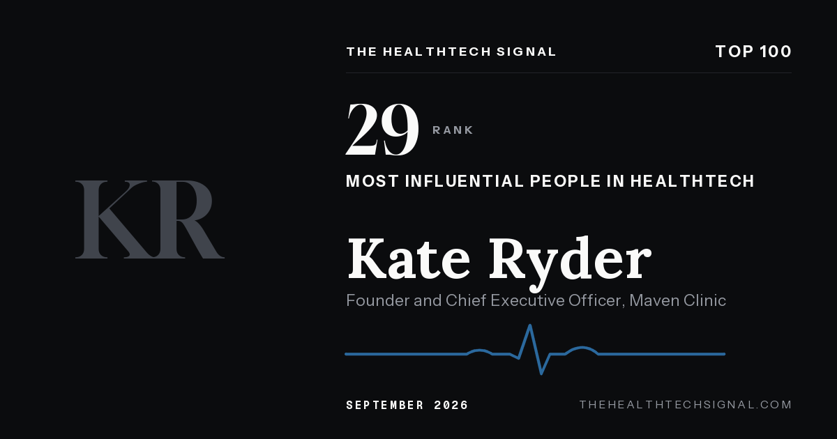 Kate Ryder ranking card, The HealthTech Signal Top 100