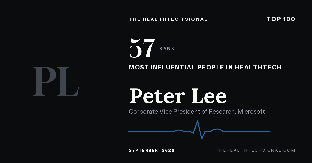 Peter Lee ranking card, The HealthTech Signal Top 100