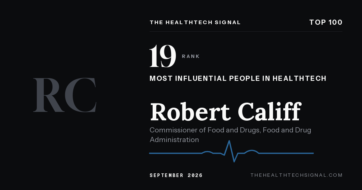 Robert Califf ranking card, The HealthTech Signal Top 100