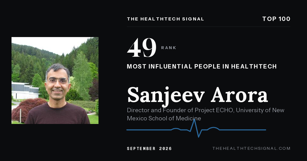 Sanjeev Arora ranking card, The HealthTech Signal Top 100