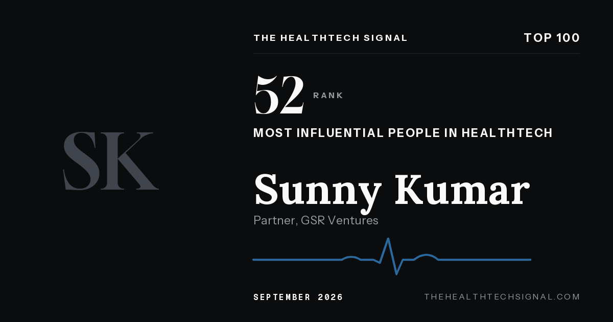 Sunny Kumar ranking card, The HealthTech Signal Top 100